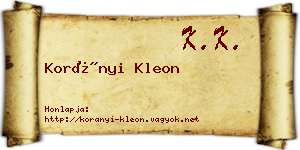 Korányi Kleon névjegykártya
